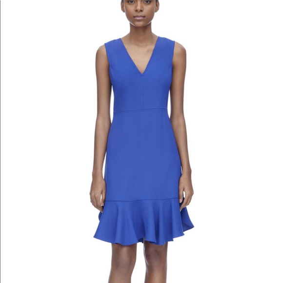 {Rebecca Taylor} V-Neck Suit Dress• Santorini Blue - Picture 3 of 5